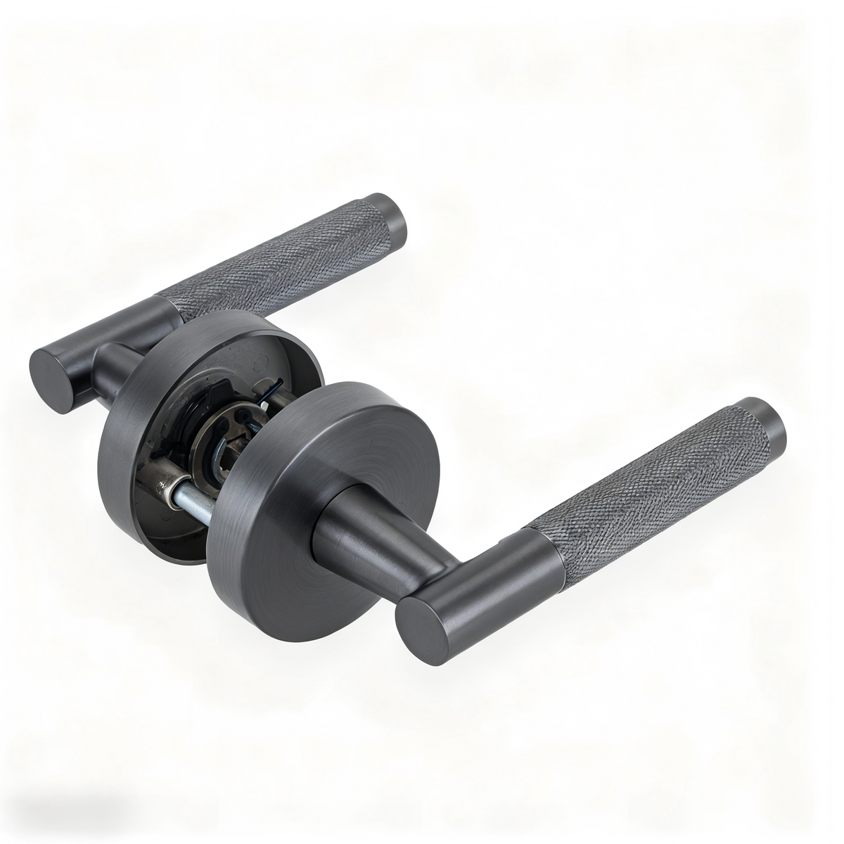Ivanees Heavy Duty Passage Leverset in Brushed Gun Metal Finish with Concealed Screws