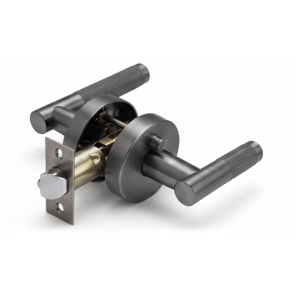 Ivanees Heavy Duty Privacy Leverset in Brushed Gun Metal Finish with Concealed Screws