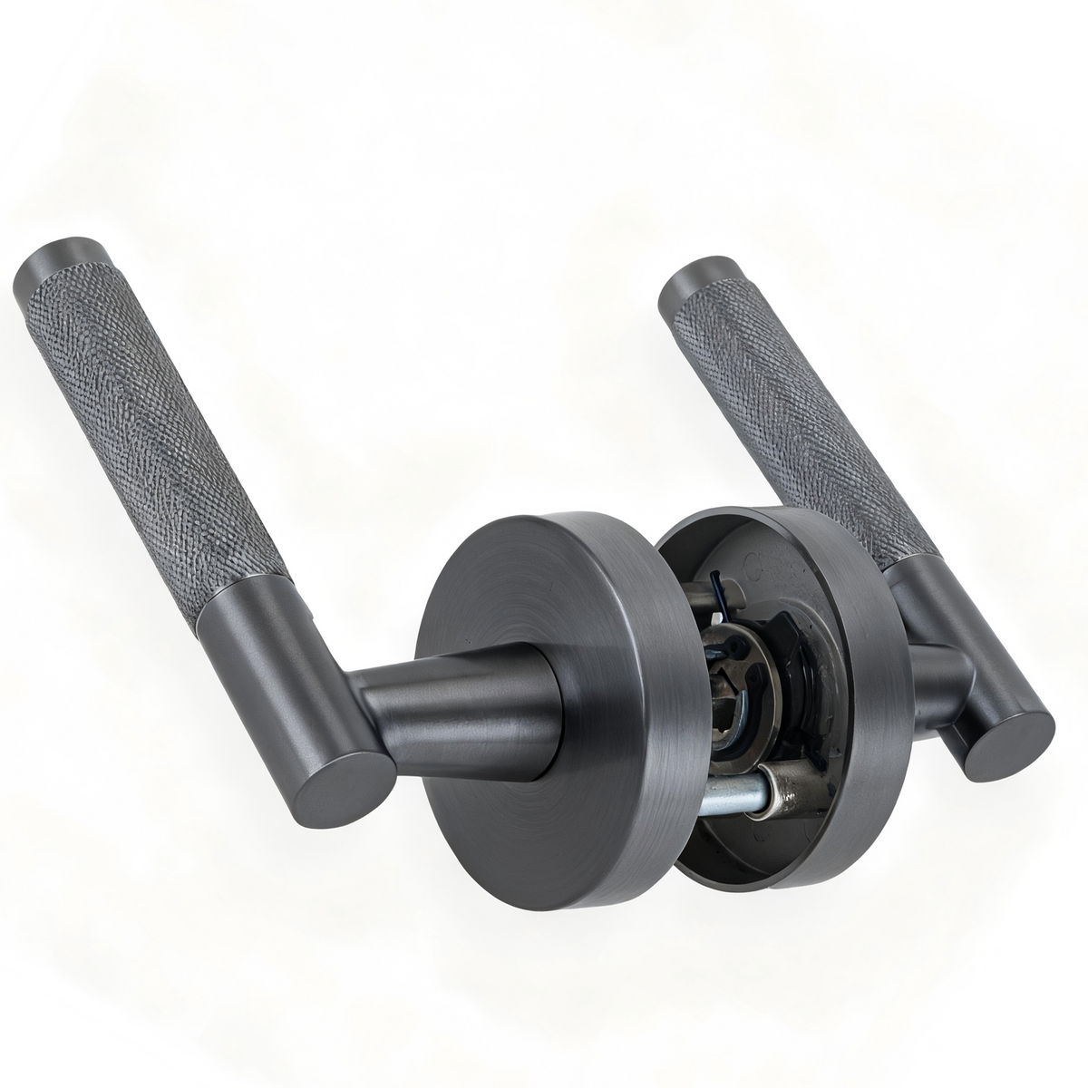 Ivanees Heavy Duty Passage Leverset in Brushed Gun Metal Finish with Concealed Screws