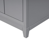 Gray 30" Luton Freestanding Solid Wood Bathroom Vanity With Crystal White Engineered Stone Sink Top & 4 In. Backsplash in Nature Wood Finish