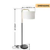 15″W x 60″H Floor Lamp with White Linen Shade – Black or Brushed Brass Finish - 2 Pack