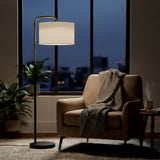 15″W x 60″H Floor Lamp with White Linen Shade – Black or Brushed Brass Finish - 2 Pack