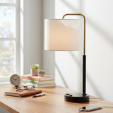 12″D x 23″H Modern Desk Lamp with White Linen Shade – Black or Brushed Brass Finish - 4 Pack