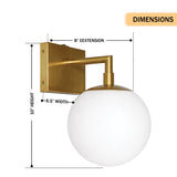 6.5″W x 10″H x 8″E Burnished Brass Wall Sconce with Frosted White Acrylic Shade and E26 Rocker-Switch Light - 4 Pack