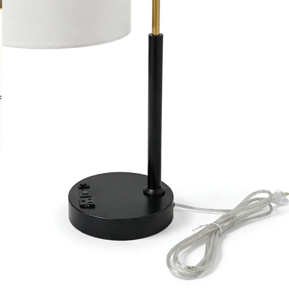 12″D x 23″H Modern Desk Lamp with White Linen Shade – Black or Brushed Brass Finish - 4 Pack