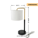 12″D x 23″H Modern Desk Lamp with White Linen Shade – Black or Brushed Brass Finish - 4 Pack