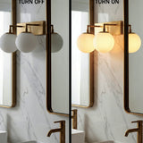 18″W x 10″H x 8″E Burnished Brass Double Wall Sconce with Dual Frosted White Acrylic Shades and 2×E26 Rocker-Switch Lights - 2 Pack