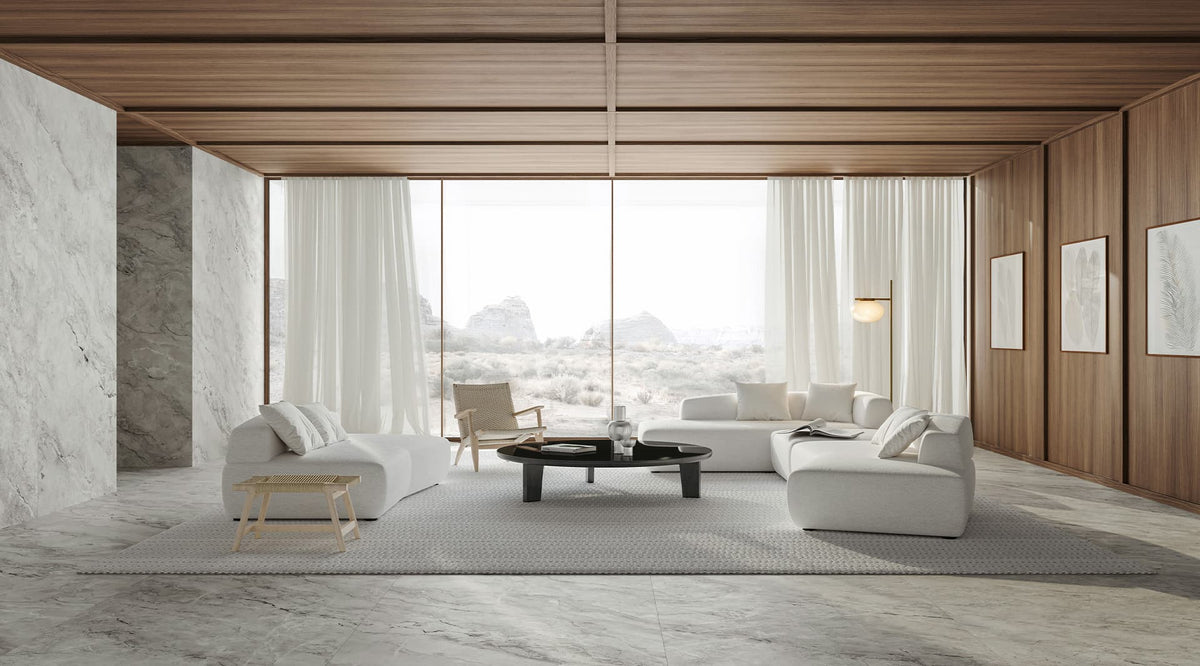 36 x 36 in Majesto Atlantic Ocean Honed Rectified Colorsync Porcelain Tile installed