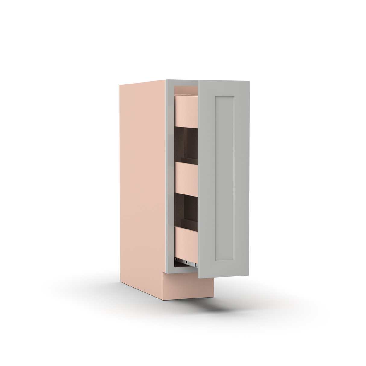 Liberty Shaker Ashen - 9 Inch Spice Rack Base Cabinet - 09" Width x 34.5" Height x 24" Depth