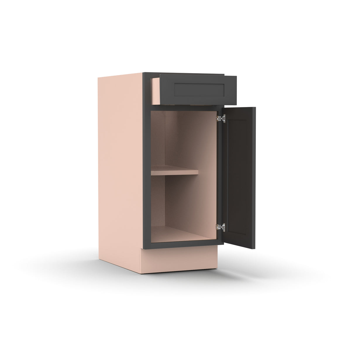 Liberty Shaker Grey - 15 Inch Single Door Base Cabinet - 15" Width x 34.5" Height x 24" Depth