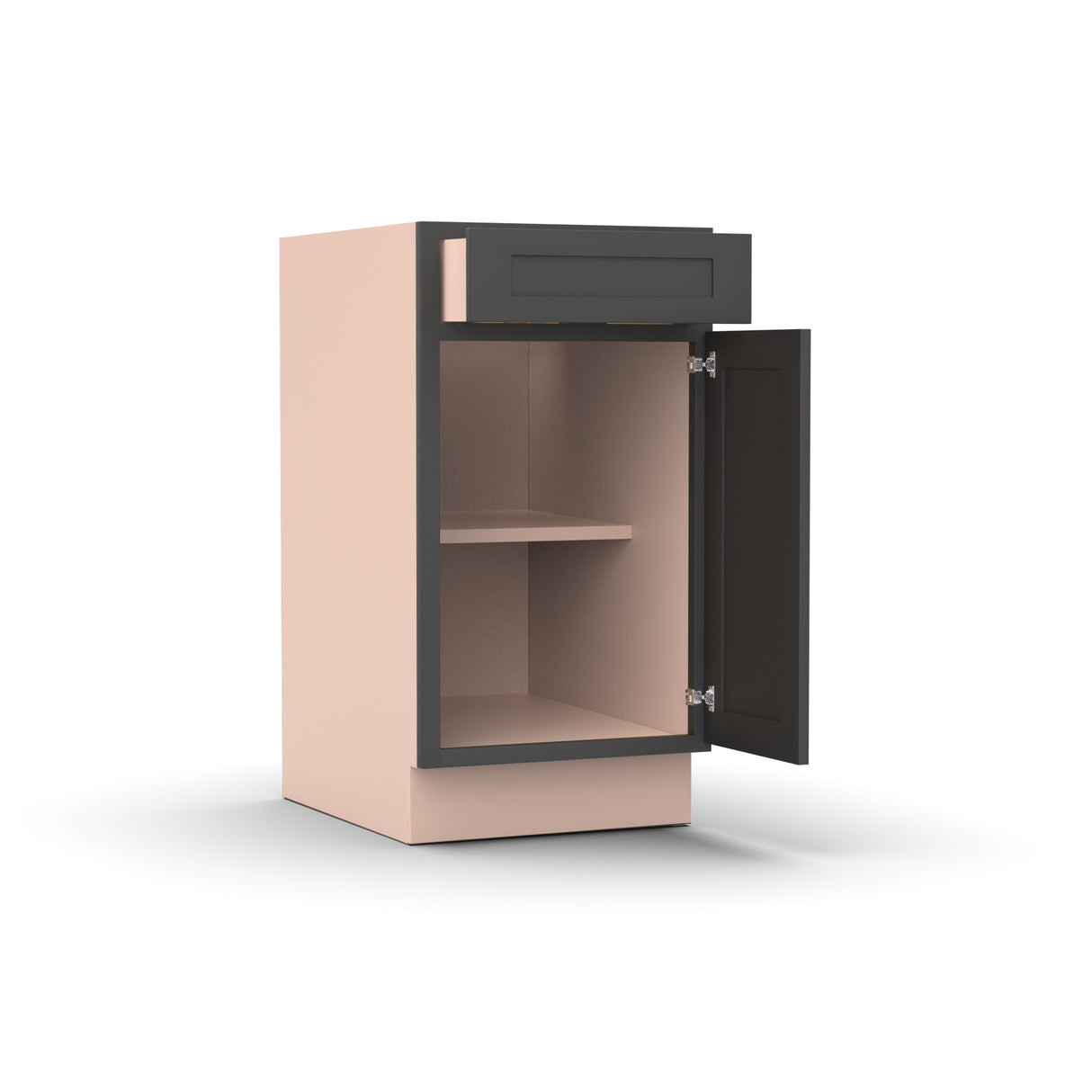 Liberty Shaker Grey - 18 Inch Single Door Base Cabinet - 18" Width x 34.5" Height x 24" Depth