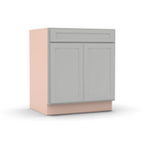 Liberty Shaker Ashen - 30 Inch Double Door Base Cabinet - 30" Width x 34.5" Height x 24" Depth