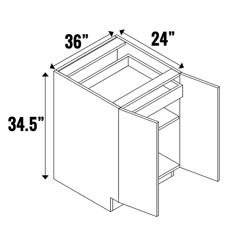 Guayana Gloss - Double Door Full Height with Hidden Top Drawer - 34.5 Inch Height x 36 Inch Width x 24 Inch Depth - M20-B36FH-HD