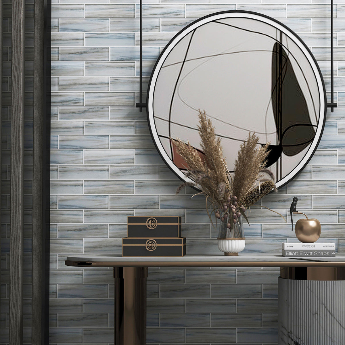 12 x 12 inch Mosaic Tile with Blue Color and Glossy Finish