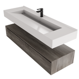 Alysa 60" Floating Bathroom Vanity Set with FLX16 Acrylic Single Sink Top