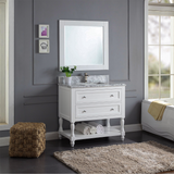 36" Elizabeth Freestanding Solid Wood White Bathroom Vanity with Carrara Natural Marble Sink Top with 4 In. Backsplash