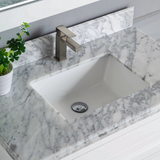 36" Elizabeth Freestanding Solid Wood White Bathroom Vanity with Carrara Natural Marble Sink Top with 4 In. Backsplash