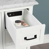 36" Rhoda Freestanding White Solid Wood Bathroom Vanity with Natural Carrara White Marble Sink Top with 4 In. Backsplash