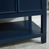 60" Manhattan Freestanding Solid Wood Bathroom Vanity in Navy Blue with Natural Carrara White Marble Double Sink Top with 4 In. Backsplash