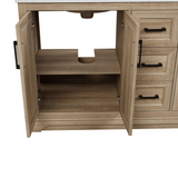 60" Retford Freestanding Solid Wood Bathroom Vanity With Carrara White Engineered Stone Double Sink Top & 4 In. Backsplash in Light wooden finish