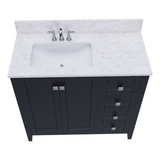 36" Coltrane Espresso Freestanding Solid Wood Bathroom Vanity With Premium Carrara Natural Marble Sink Top with 4 In. Backsplash