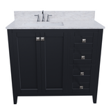 36" Coltrane Espresso Freestanding Solid Wood Bathroom Vanity With Premium Carrara Natural Marble Sink Top with 4 In. Backsplash