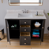 48" Coltrane Espresso Freestanding Solid Wood Bathroom Vanity With Premium Carrara Natural Marble Sink Top with 4 In. Backsplash