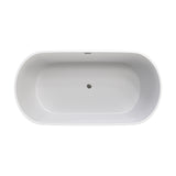 Flora 59 in. Classic Series Acrylic Freestanding Soaking Bathtub in Glossy White with Chrome-Plated Drain Cover & Pop Up-Overflow Hole