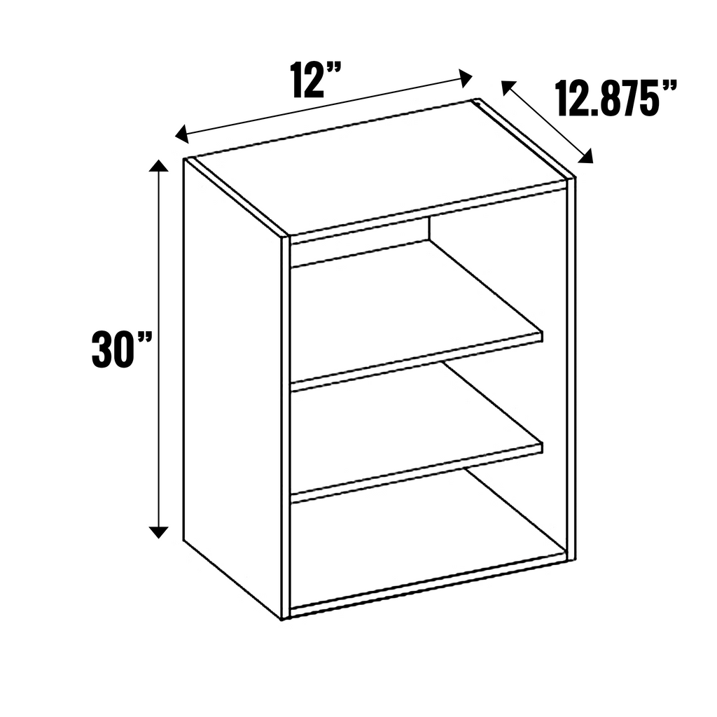 Lakeland Oak 03 Textured - Open Cubby - 30” High Wall - 30 Inch Height x 12 Inch Width x 12.88 Inch Depth - M07-CBW1230