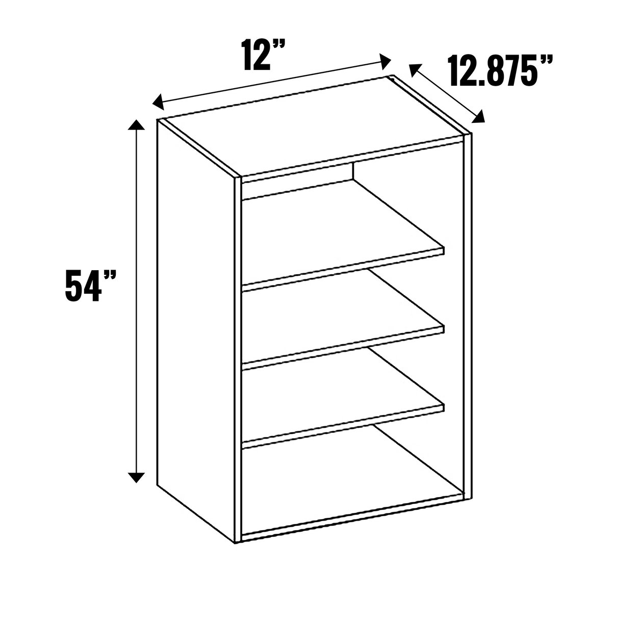 Gris Plomo Gloss - Open Cubby - 54” High Wall - 54 Inch Height x 12 Inch Width x 12.88 Inch Depth - M13-CBW1254