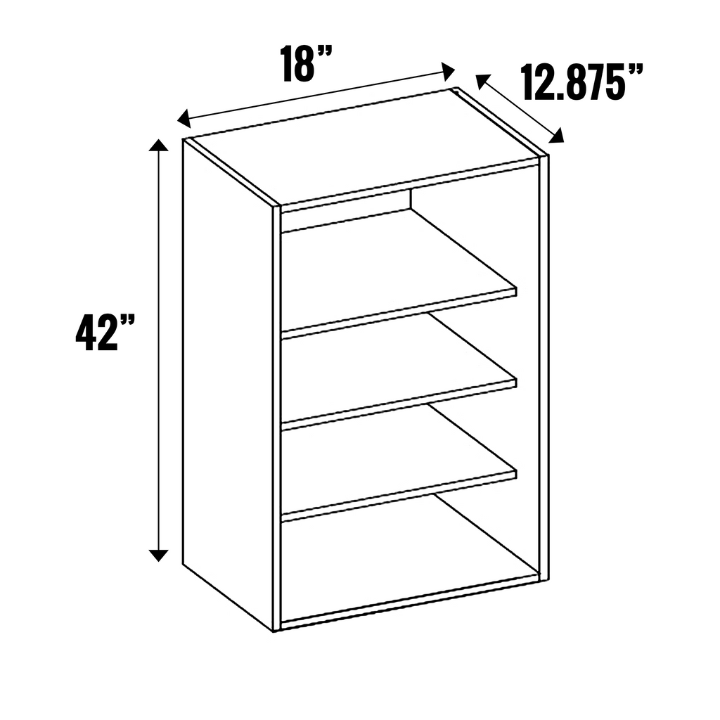 Gris Plomo Matte - Open Cubby - 42” High Wall - 42 Inch Height x 18 Inch Width x 12.88 Inch Depth - M16-CBW1842