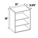 Lakeland Oak 03 Textured - Open Cubby - 30” High Wall - 30 Inch Height x 24 Inch Width x 12.88 Inch Depth - M07-CBW2430