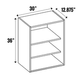 Lakeland Oak 02 Textured - Open Cubby - 36” High Wall - 36 Inch Height x 30 Inch Width x 12.88 Inch Depth - M05-CBW3036