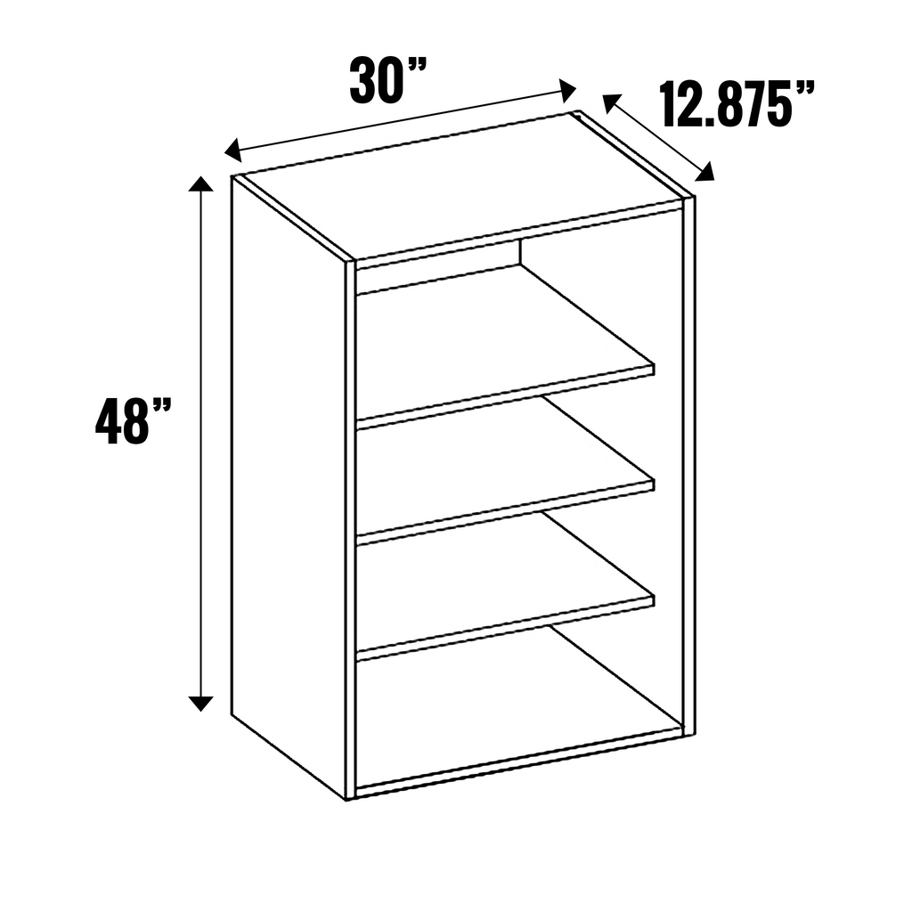 Cashmere Gloss - Open Cubby - 48” High Wall - 48 Inch Height x 30 Inch Width x 12.88 Inch Depth - M14-CBW3048