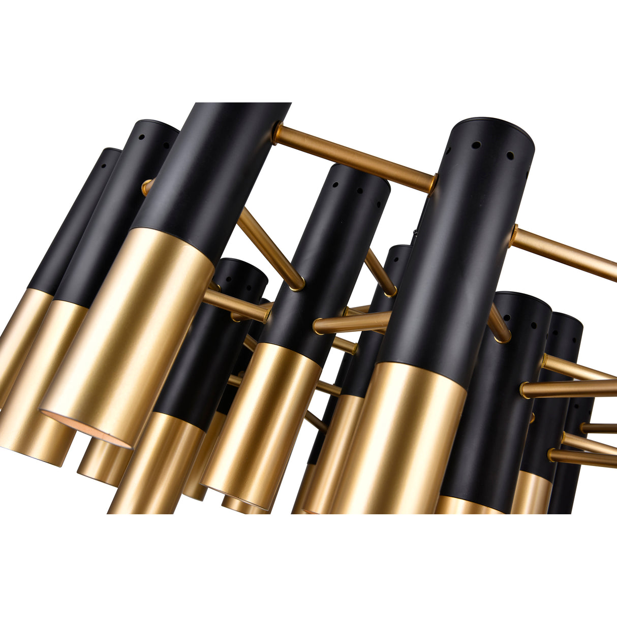 Anem 19 Light Matte Black & Satin Gold Down Chandelier