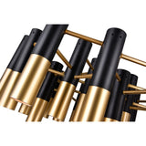 Anem 19 Light Matte Black & Satin Gold Down Chandelier