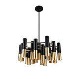Anem 19 Light Matte Black & Satin Gold Down Chandelier