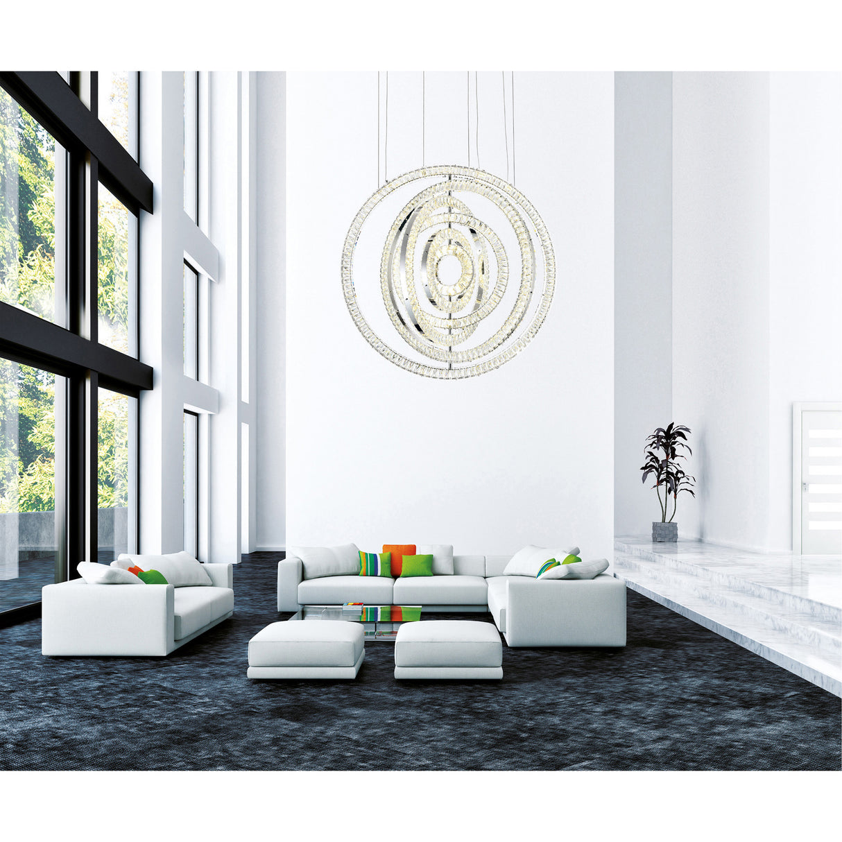 Celina Integrated LED 37in Round Chrome Chandelier
