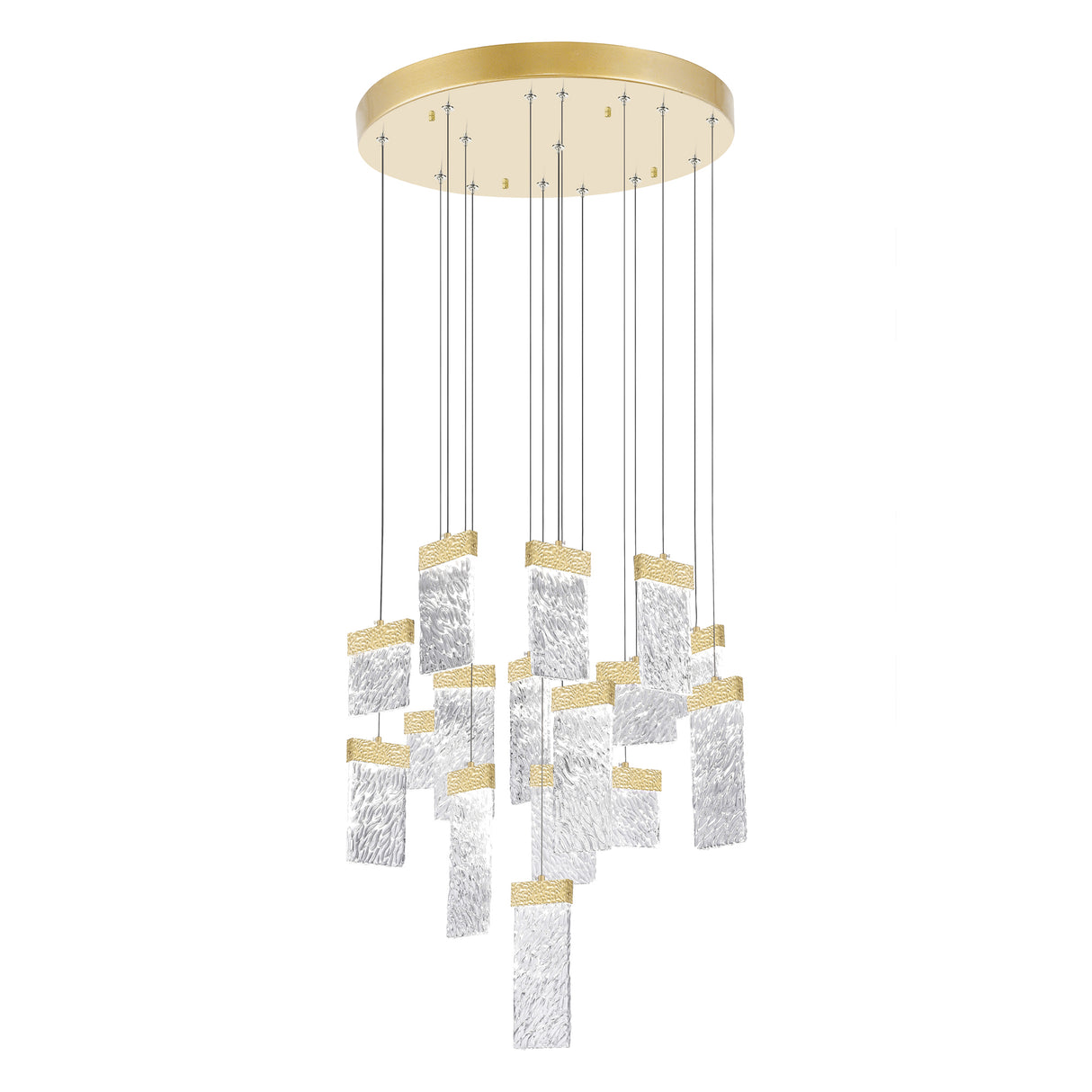 Carolina Integrated LED 32in Gold Leaf Chandelier