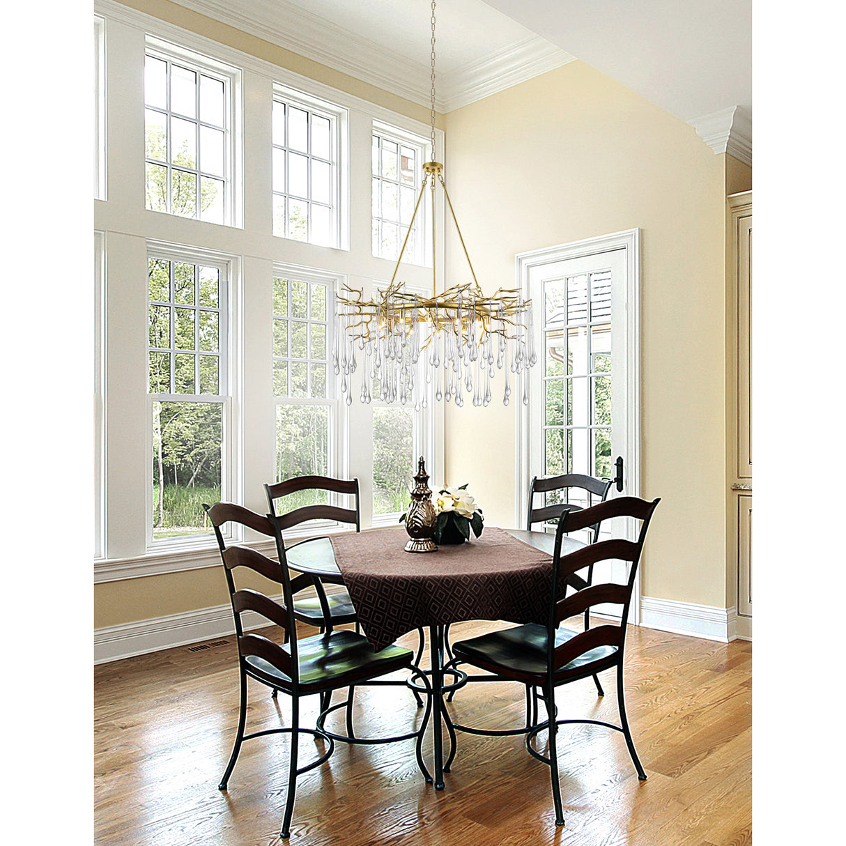 Anita 12 Light Gold Leaf Chandelier