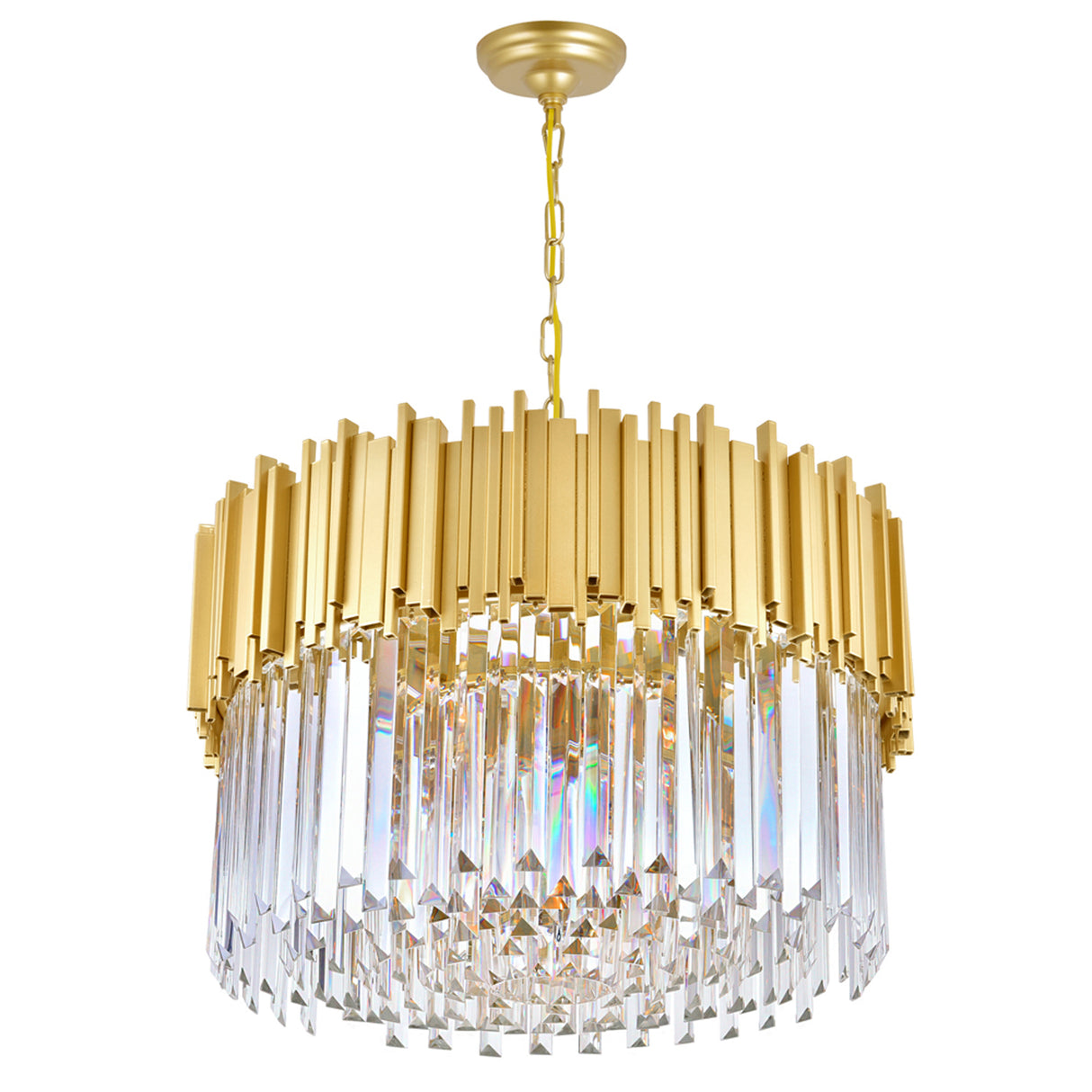 Deco 7 Light Medallion Gold Down Chandelier