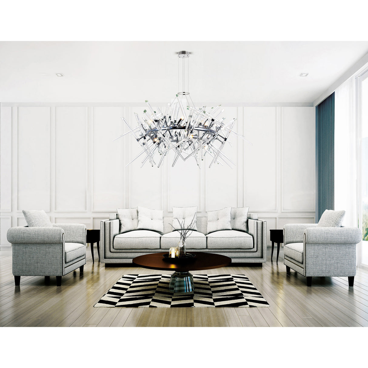 Icicle 12 Light 42in Chrome Chandelier