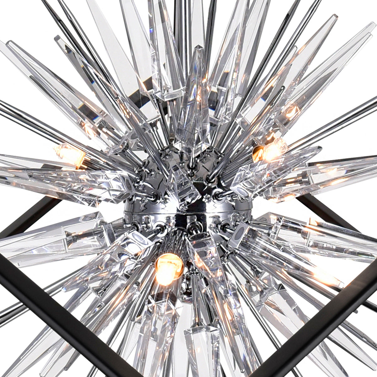Starburst 6 Light Chrome & Black Chandelier