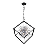 Starburst 6 Light Chrome & Black Chandelier