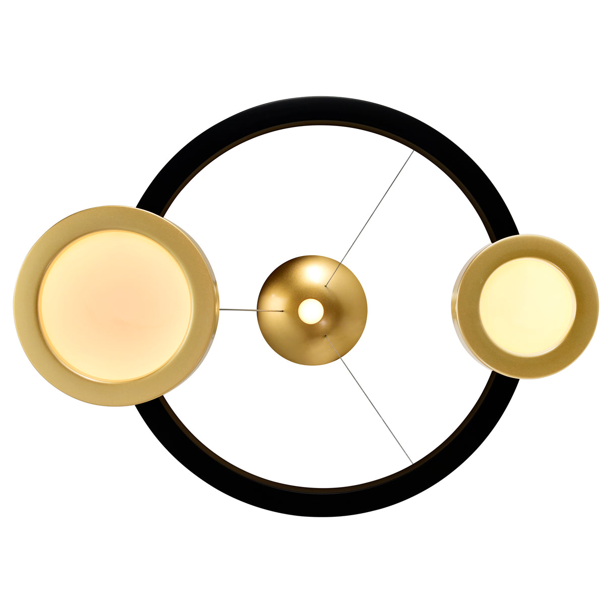 Deux Lunes Integrated LED 20in Sun Gold & Black Chandelier