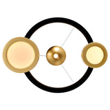 Deux Lunes Integrated LED 29in Sun Gold & Black Chandelier