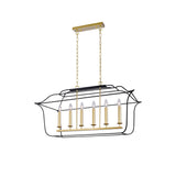 Tudor 6 Light 36in Satin Gold & Black Chandelier