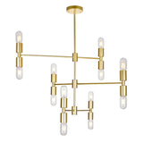 Hand Crank 12 Light Medallion Gold Chandelier