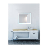 Abigail Rectangular 40x36in Matte White Integrated LED Mirror