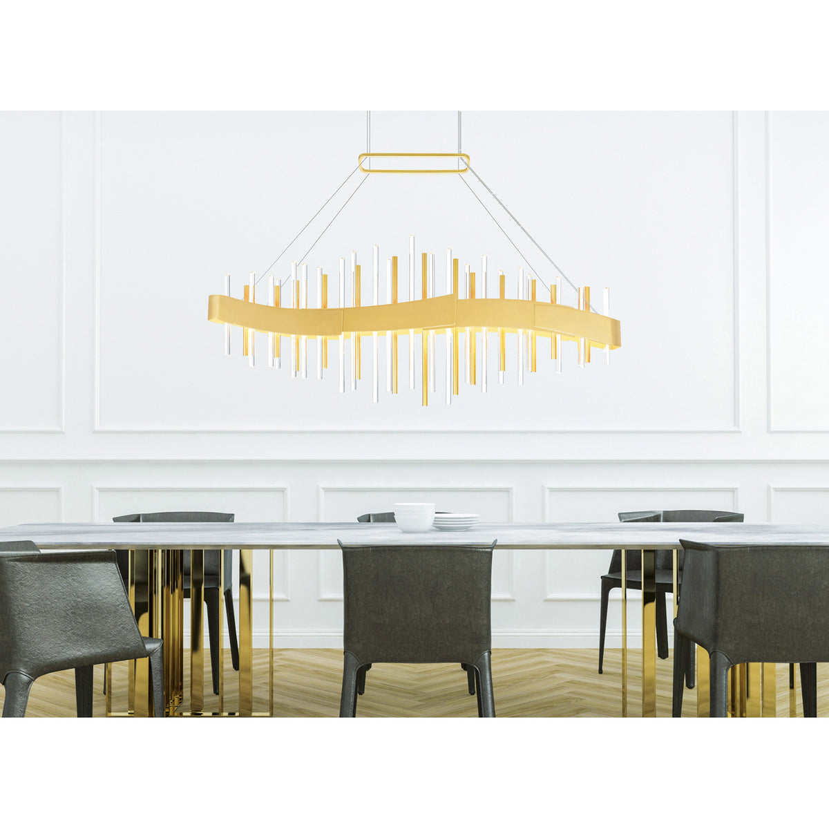 Millipede Integrated LED 40in Satin Gold Chandelier
